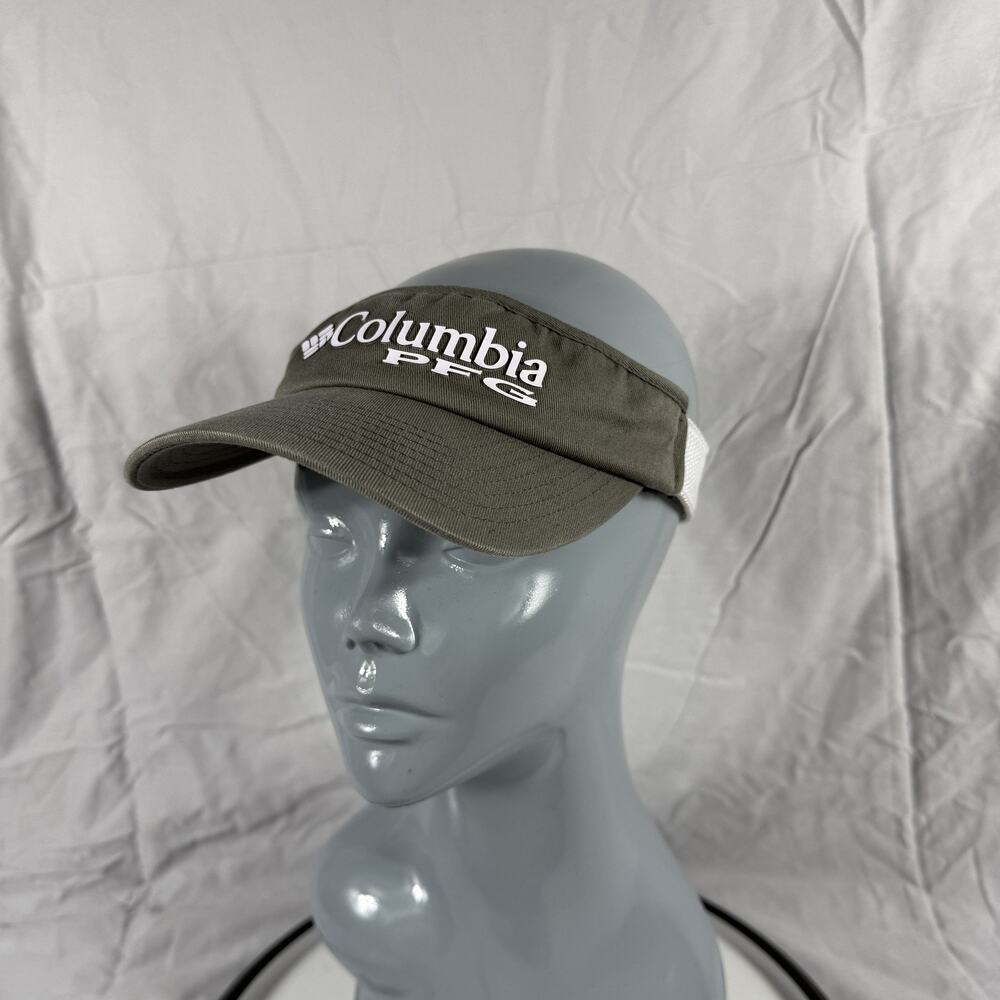 Columbia Hat Cap Strap Back Gray White PFG Flexfit Fishing Outdoor Mens Mesh